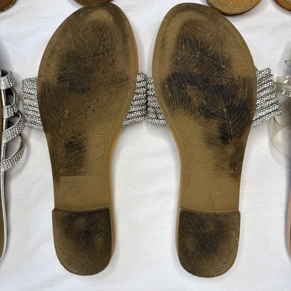 Lot 6 Women's Size 10 Sandals Slides Fashion Nova Old Navy Bling Shoes - Picture 8 of 11